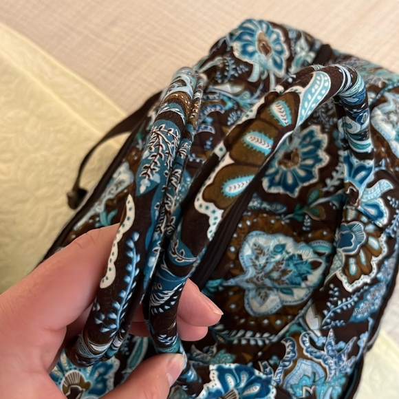 Vera Bradley VINTAGE Java Blue small weekender bag - Picture 5 of 6